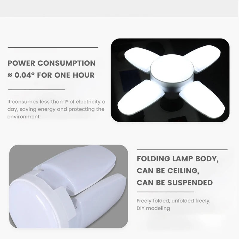 E27 Fan Foldable 28W LED Bulb AC220V/110V 40 Bulb Deformation for Home Ceiling