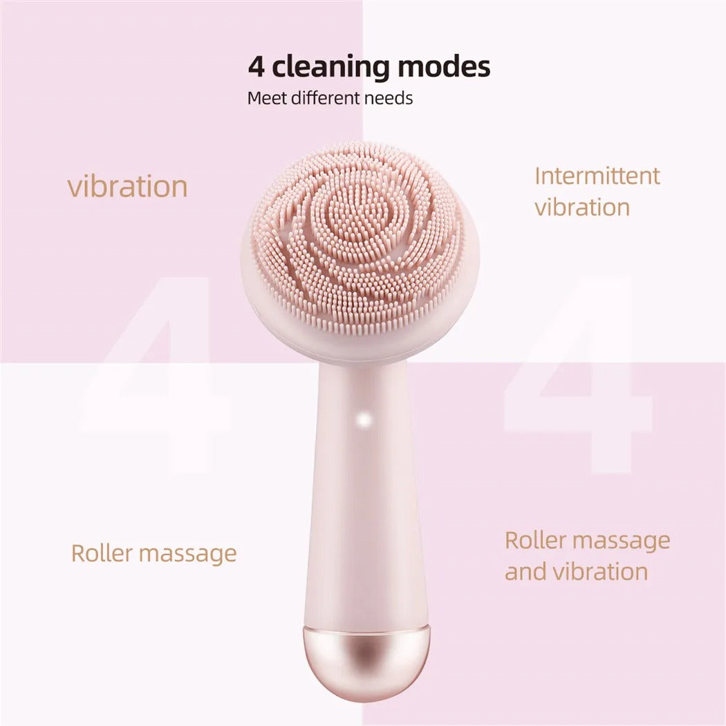 Electric Silicone Facial Brush Cleaner Vibration Roller Massage