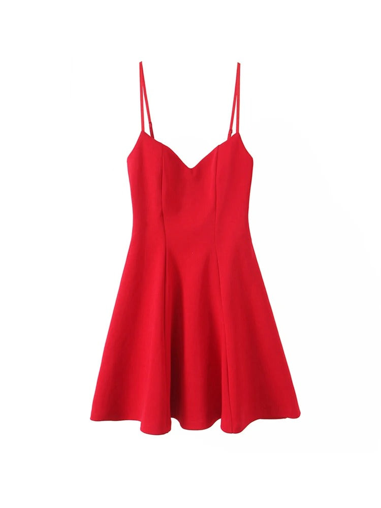 Women Fashion With Sweetheart Neck Mini Dress Adjustable
