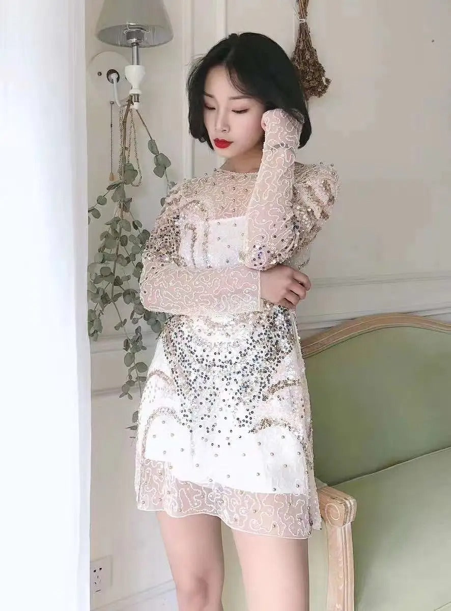 Shirt Silver Sequin Top Tee Club Women Shirt Camiseta Mujer