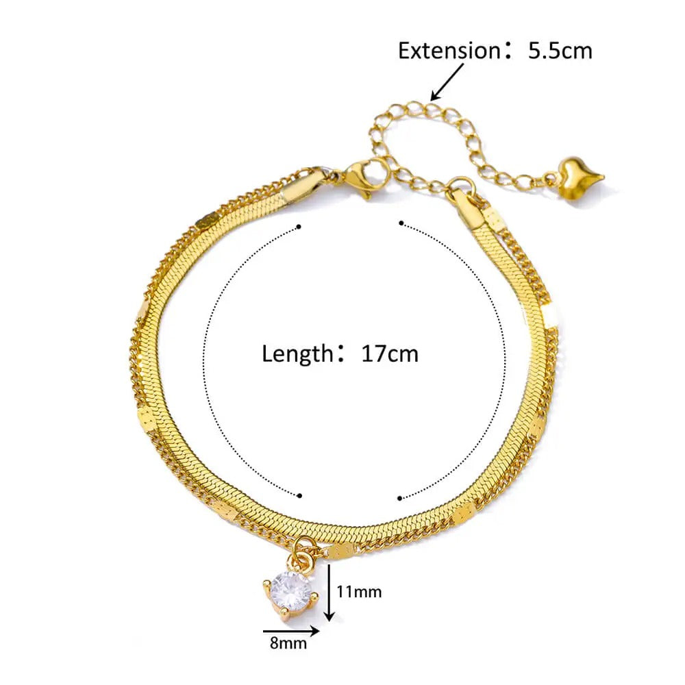 Zircon Circle Bead Anklets For Women