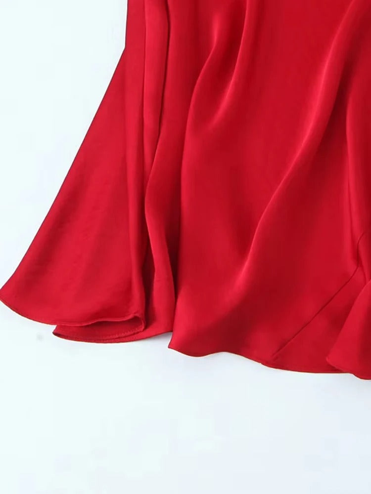 Asymmetric Long Dress for Women V-Neck Wide Strap Back