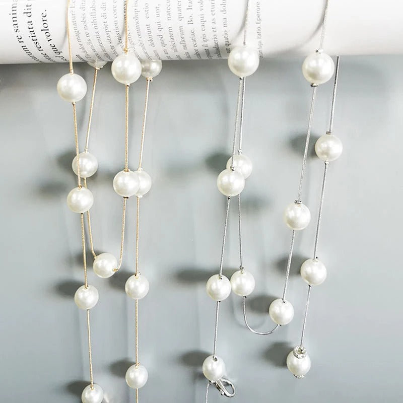 Gold/Silver Adjustable Metal Elegant Pearl Women's Belt