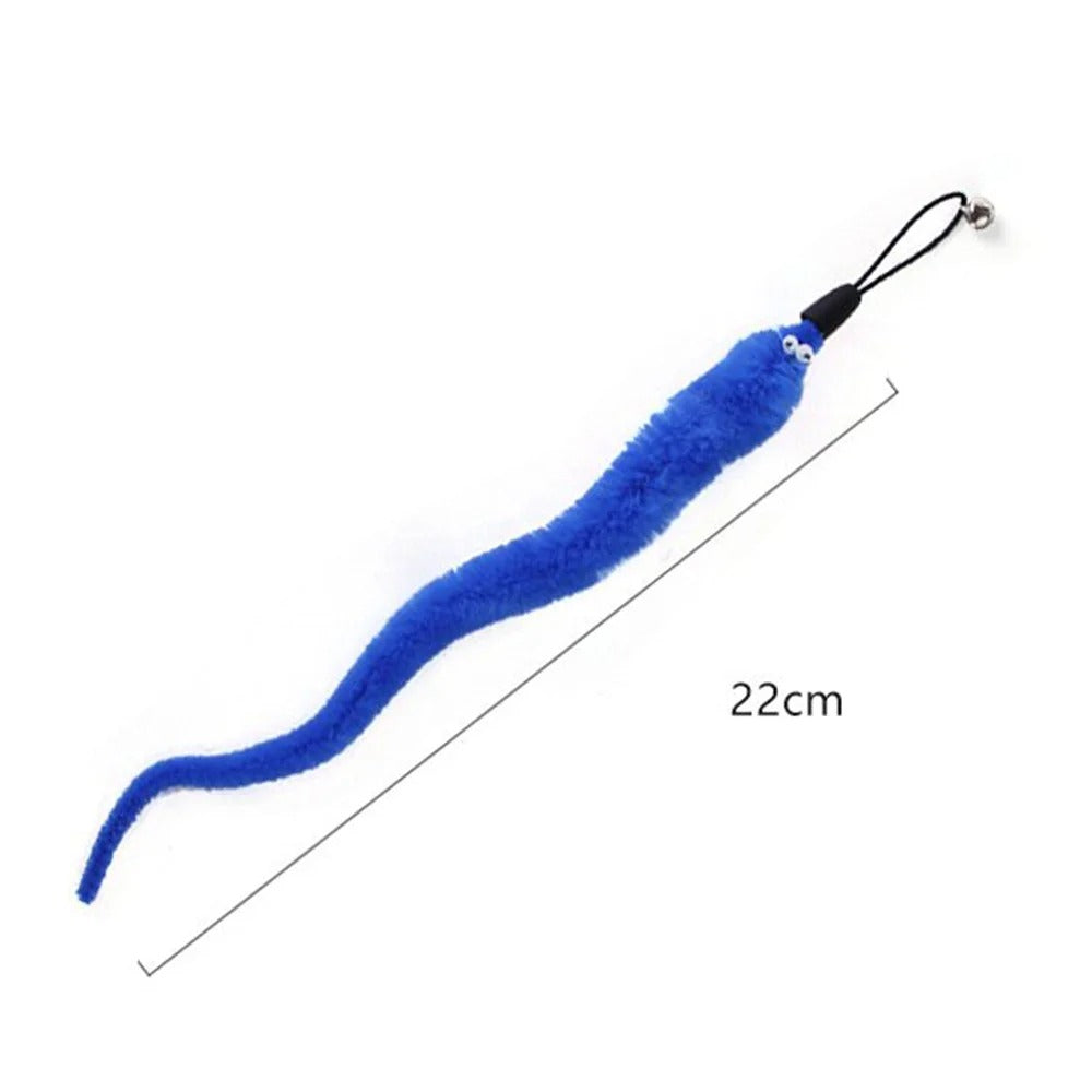 5Pcs Funny Cat Tickling Stick Plush Worms Teaser String with Bells