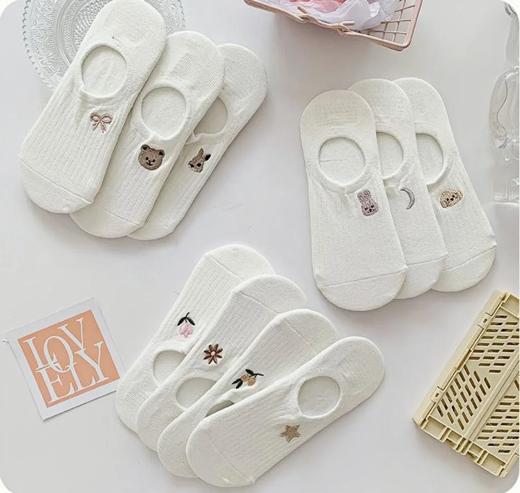 10 Pairs Women's boat socks summer white