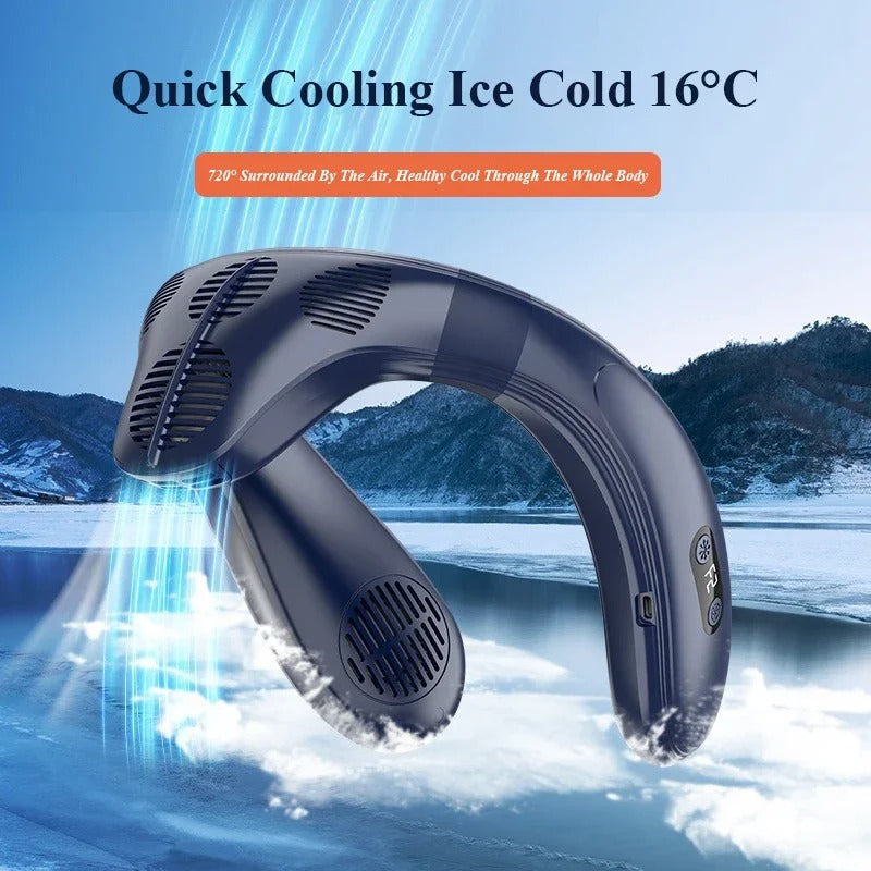 2024 New Neck Air Conditioner Portable Neck Fan Rechargeable Semiconductor Cooling