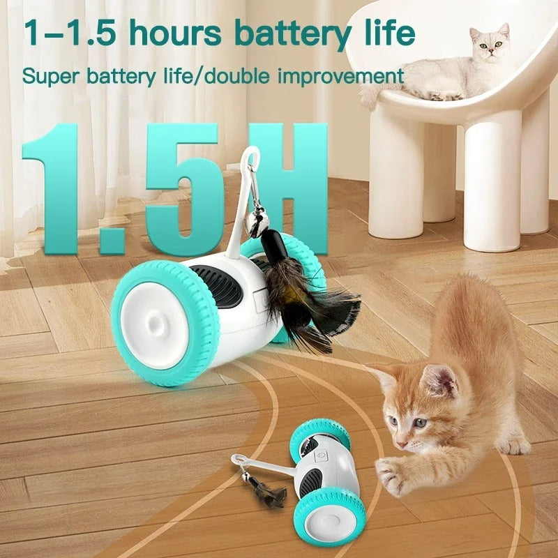 Cat Toy Interactive Smart Cat Balancing Car Moving Feather Cat Stick