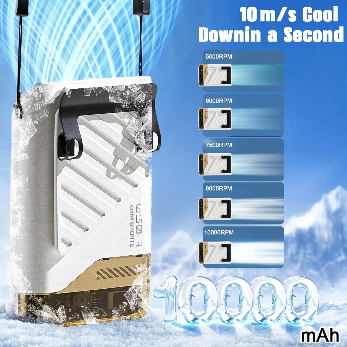 Portable Waist Fan with Belt Clip Light Mute Five Hole New Neck Hanging Fan