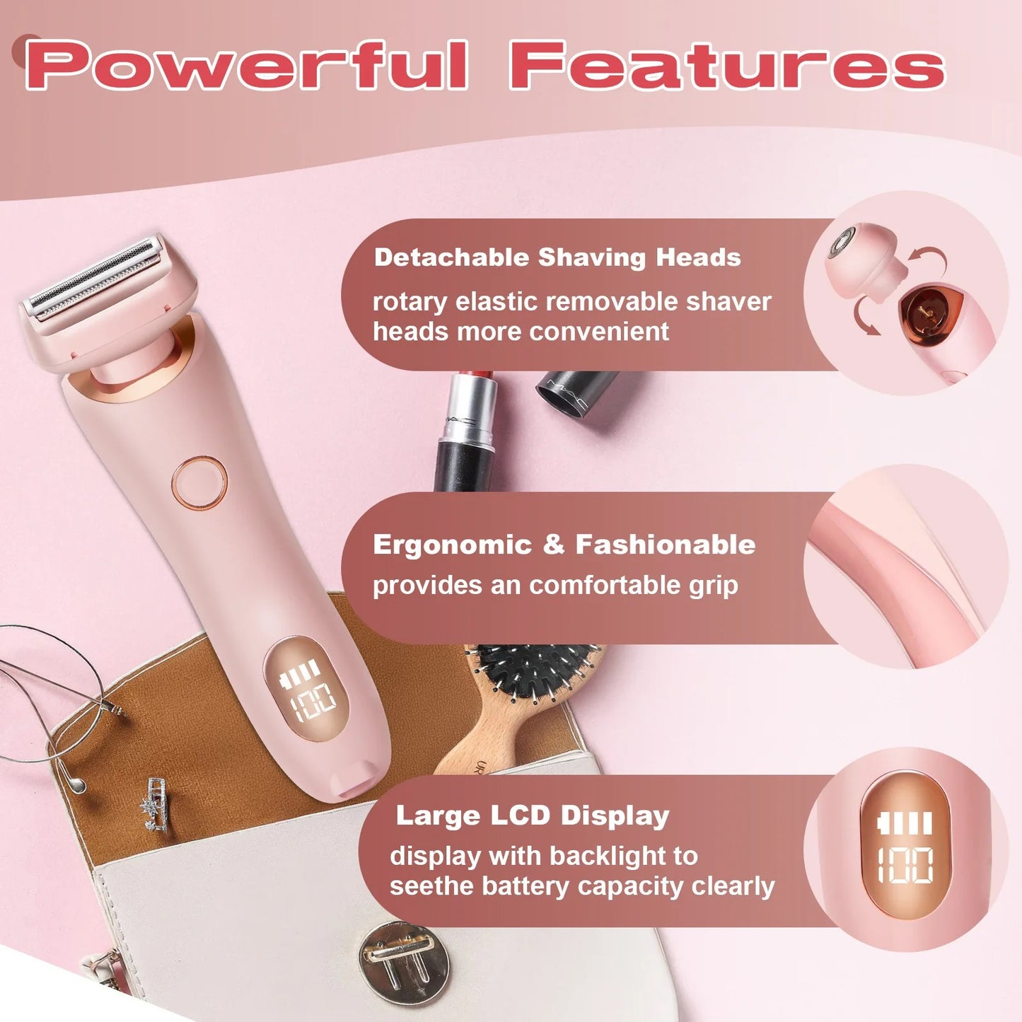 Electric Razors for Women 2 In 1 Bikini Trimmer Face Shaver