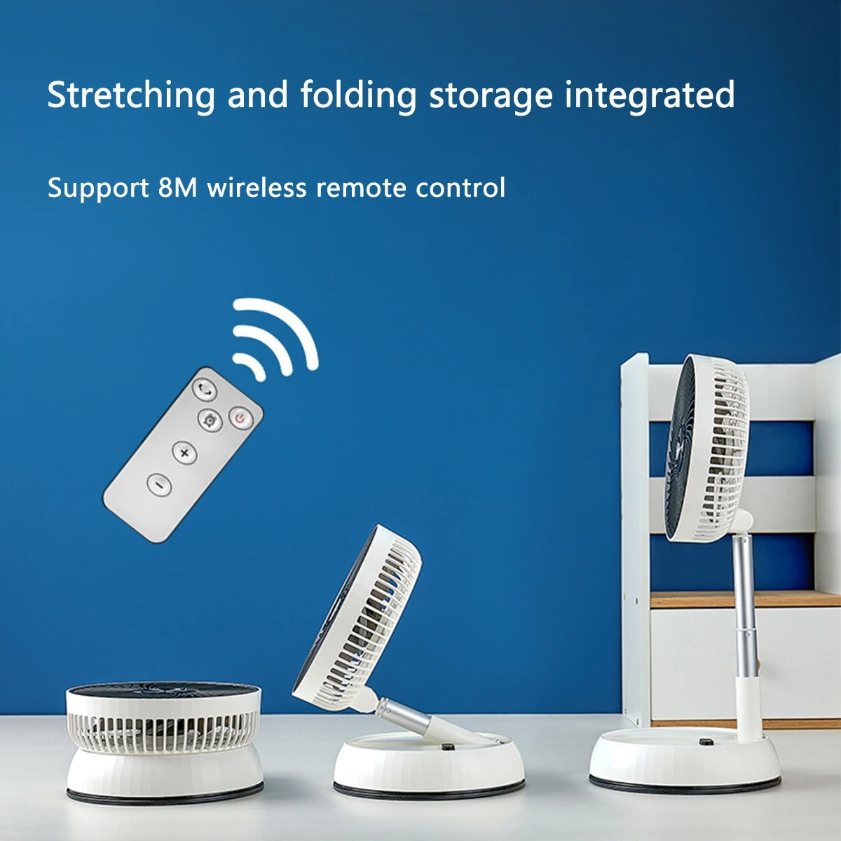 Portable Oscillating Standing Fan with Remote Controller Foldable Desk Fan Rechargeable