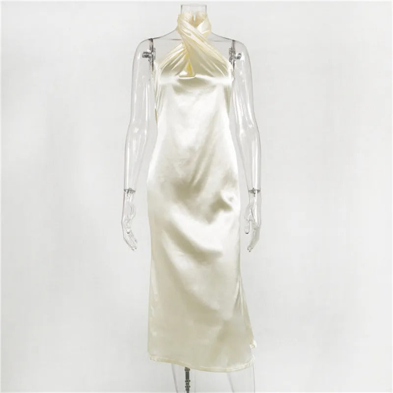 Fashion Woman's Sexy Temperament Shiny Solid Color Sleeveless