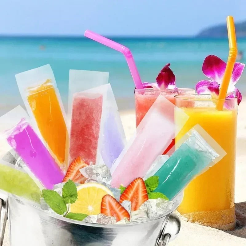 Disposable Transparent Ice Popsicle Bags DIY Ice Cream Pops Fruit Juice
