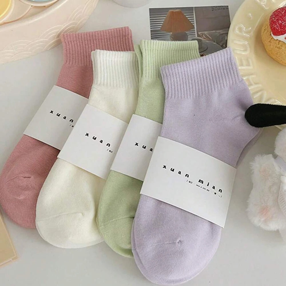 5/10 Pairs Women Macaron Colored Short Socks