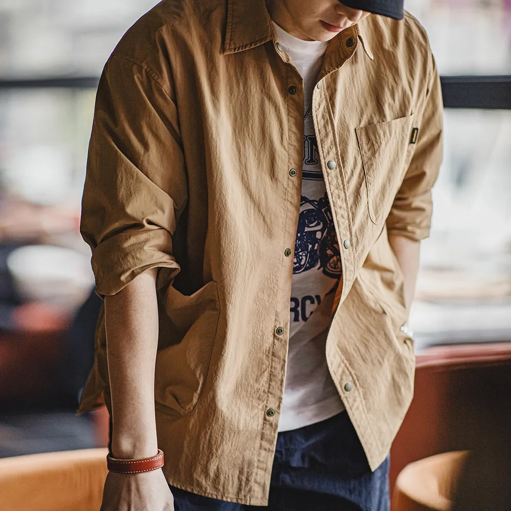 Men's Outdoor Waterproof Shirt Casual Loose Turn-down