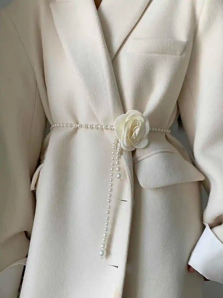 1pcs Pearl Waist Belt Women's New Style Camellia Decorative