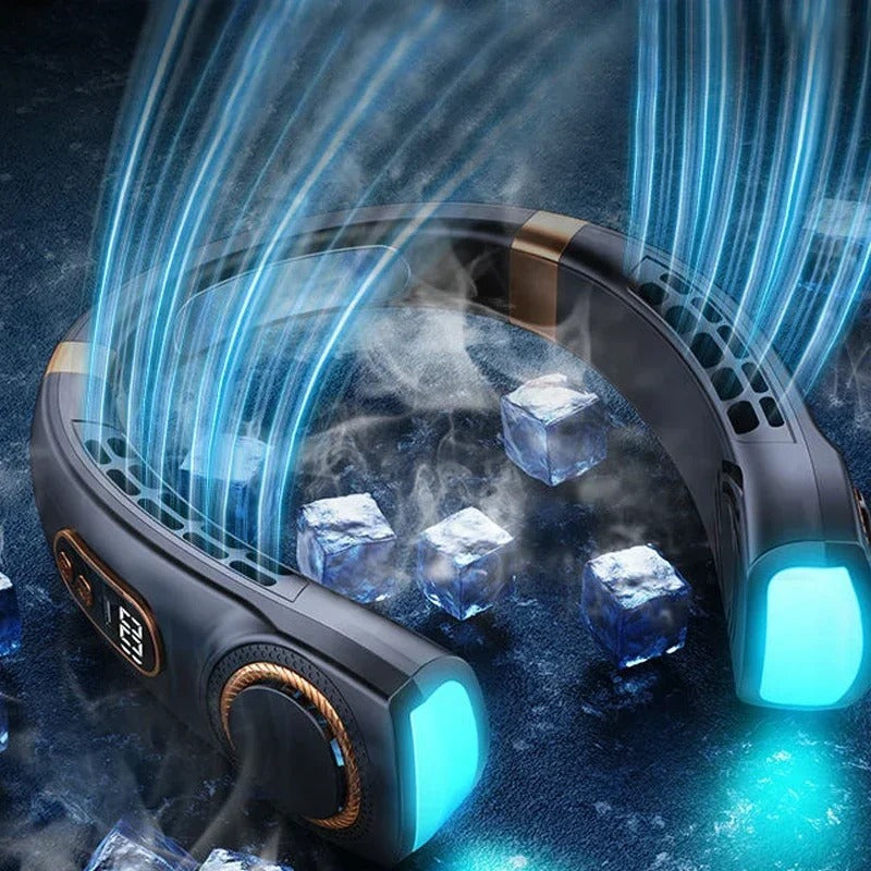 Portable Neck Fan,Hands Free Bladeless Fan with LED 4 Cooling Plate,Personal Fan