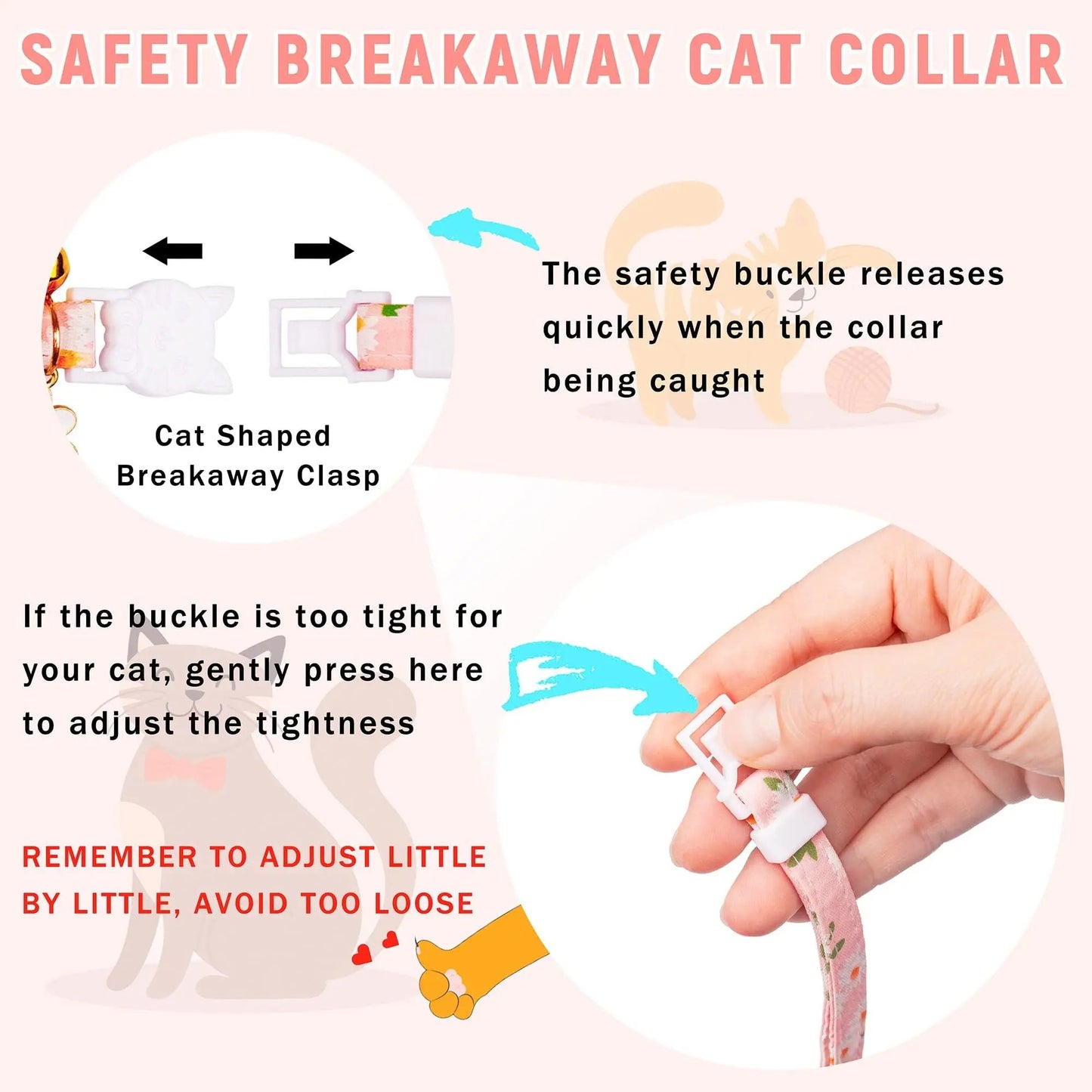 Cat Collar, Kitten Collar Breakaway with Silicone Airbag Holder