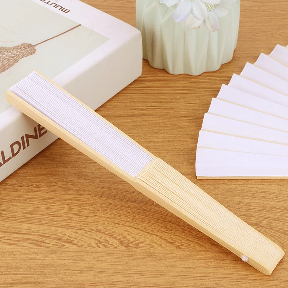 5pcs DIY Paper Bamboo Folding Fan Adults Children's Calligraphy Painting Practice