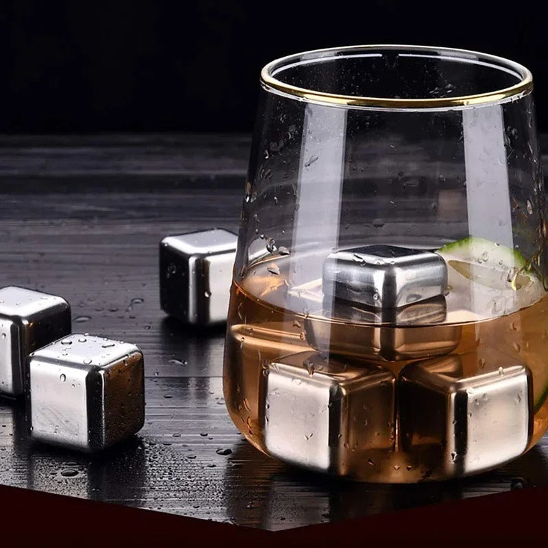 4/6/8 Pcs Stainless Steel Ice Cubes Set Reusable Chilling Stones
