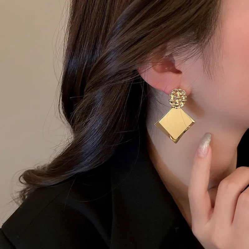 Square Metal Sequin Earrings for Women