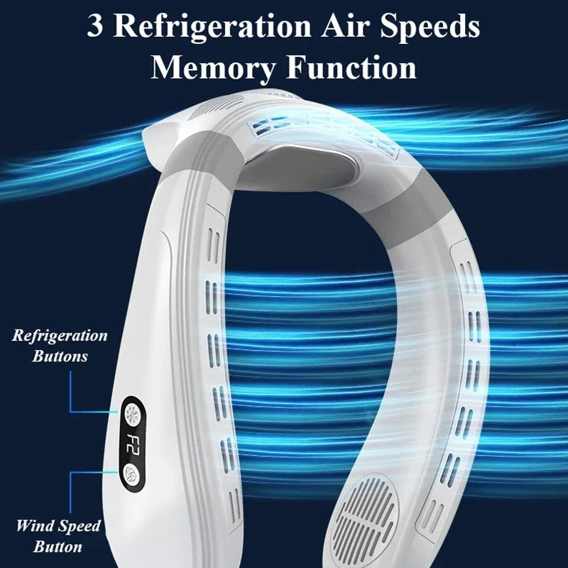 2024 New Neck Air Conditioner Portable Neck Fan Rechargeable Semiconductor Cooling