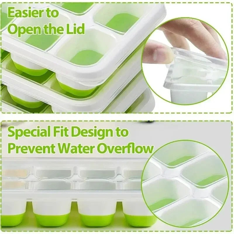 14-Grid Silicone Ice Cube Tray Mold, Square Non-Toxic & Durable Ice Cube