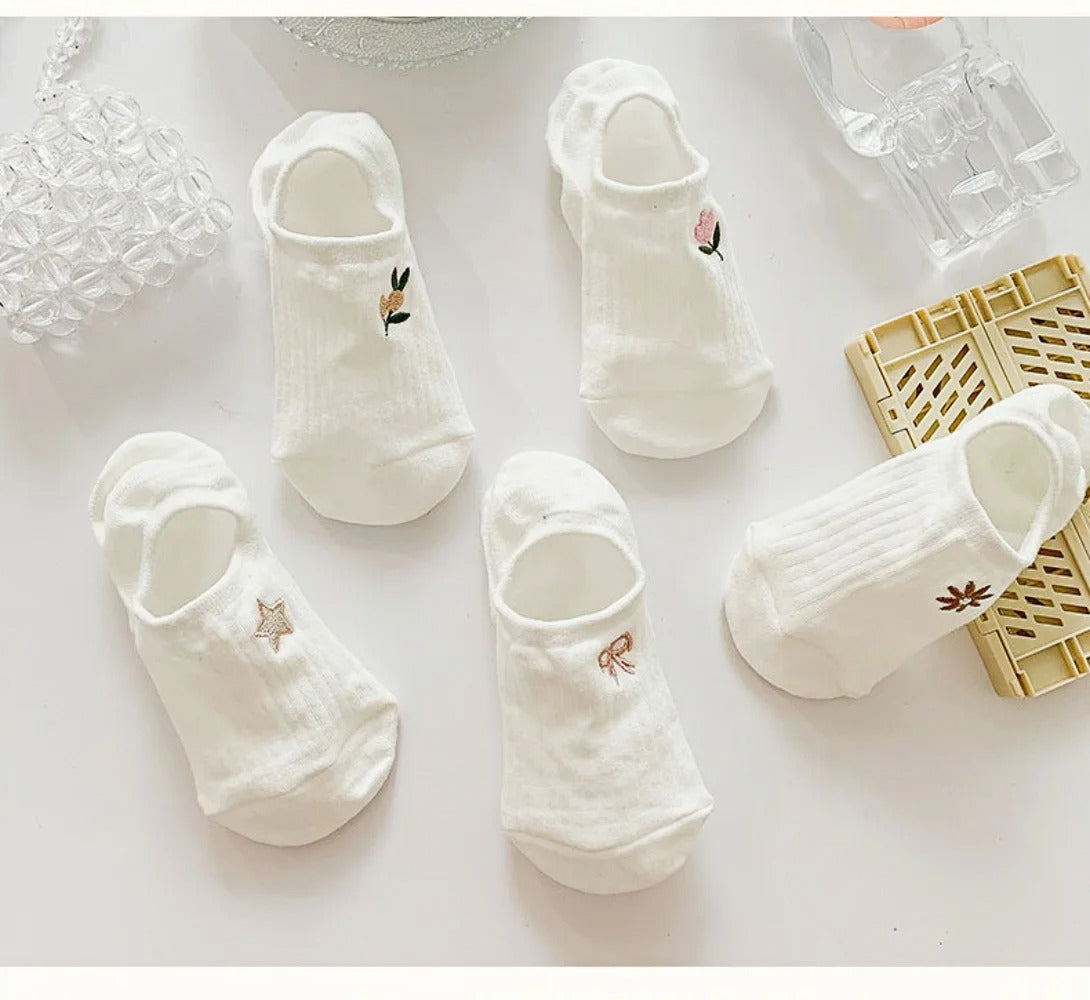 10 Pairs Women's boat socks summer white