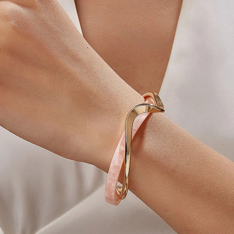 White Acrylic Bracelets Board Bend Metal Bangles Women's