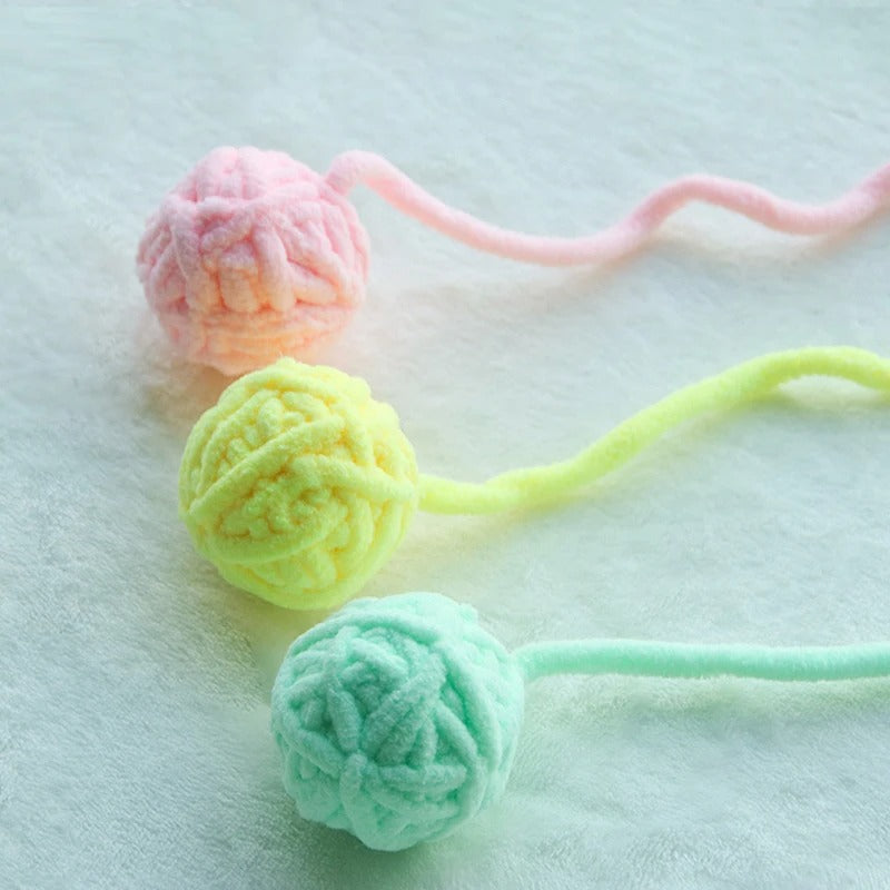 Funny Cat Toys Colorful Yarn Balls with Bell Sounding Interactive