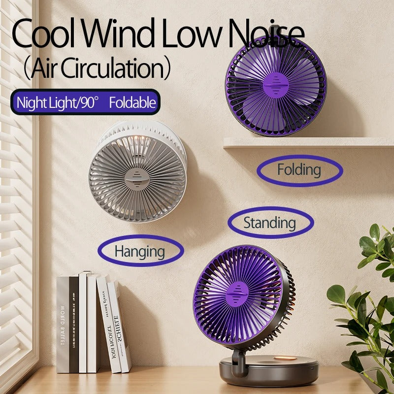 2024 New 5000mAh Rechargeable 3IN1 Multifunctional Portable Fan Wall Mounted Fan