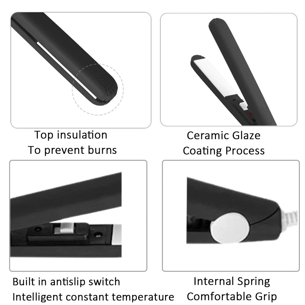 Mini Splint Flat Iron Hair Straightener Curling Wand Curly