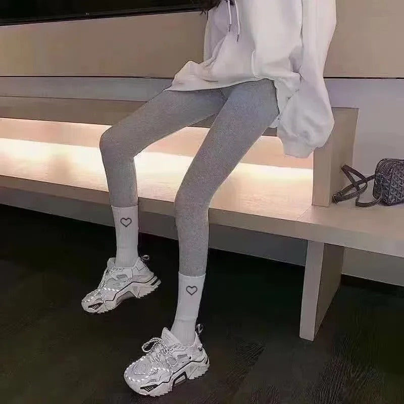 3 Pairs Women Solid Color Love Heart Black White