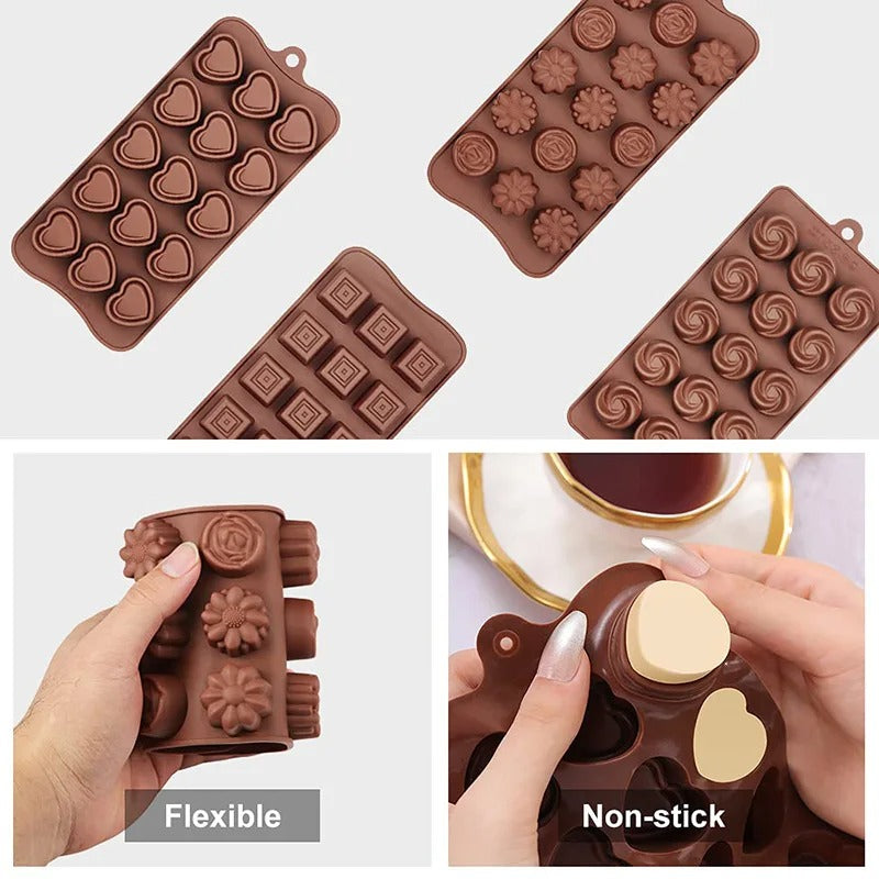 4 Pack Chocolate Flower Molds Reusable Silicone Cake Chocolate