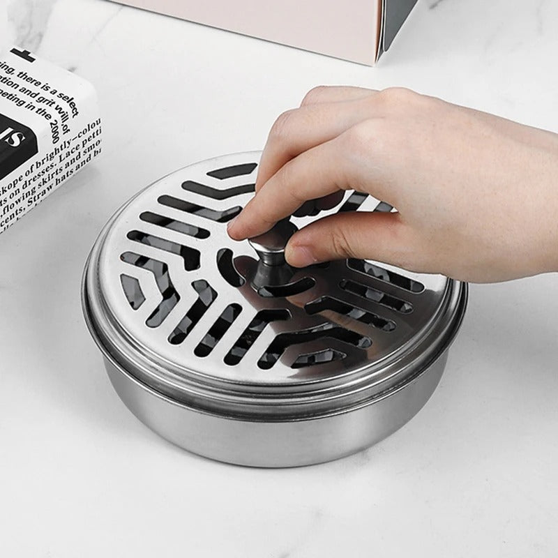 Mosquito Coils Holder Stainless Steel Mosquito Coil Box with Cover Round