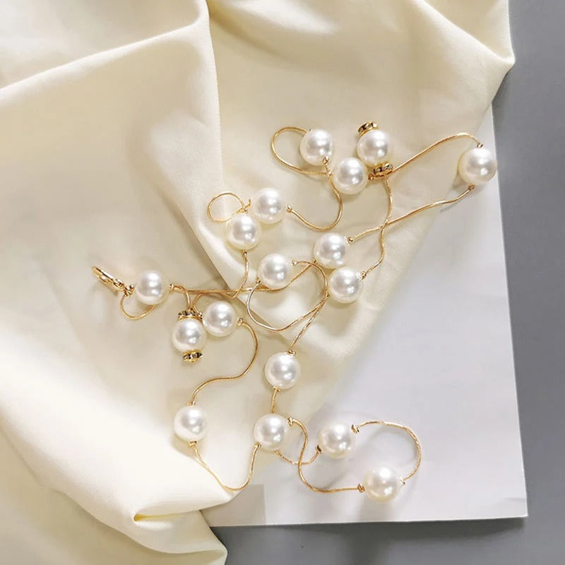 Gold/Silver Adjustable Metal Elegant Pearl Women's Belt