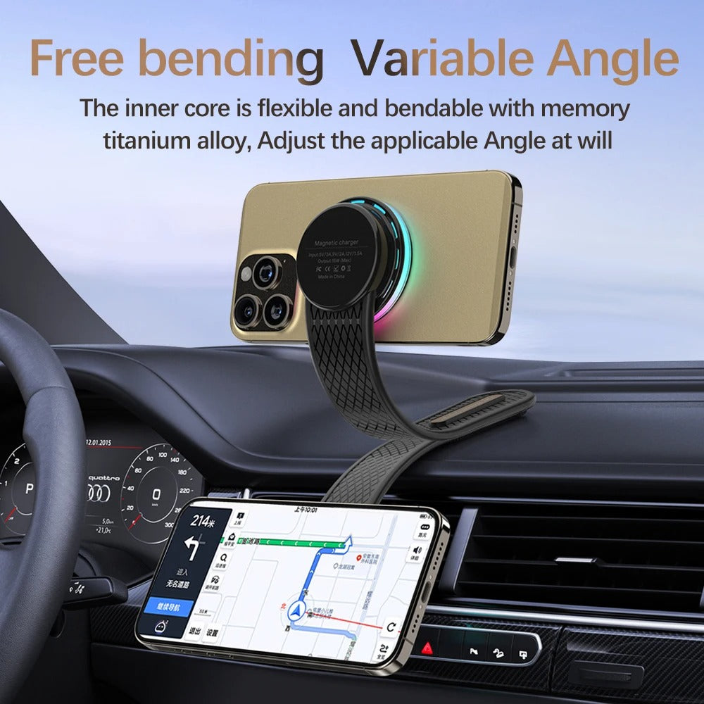 Phone Holder Magnetic Wireless Charger 15W Fast Charging For Car
