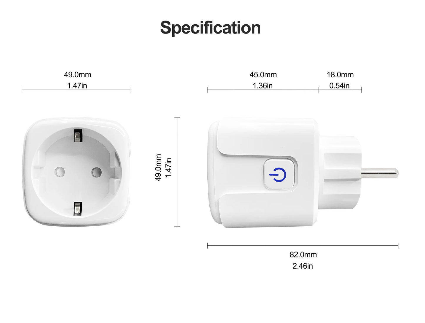 16A EU Smart Wifi Power Plug with Power Monitor Smart Home