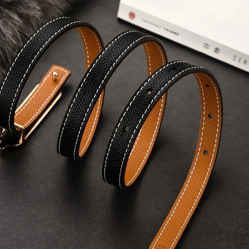 Double-sided use of women's leather belt