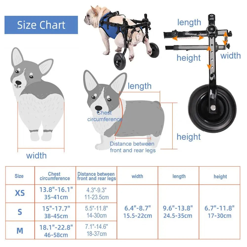 Pet Wheelchair Cart Adjustable Pet Cat Dog Rehabilitation