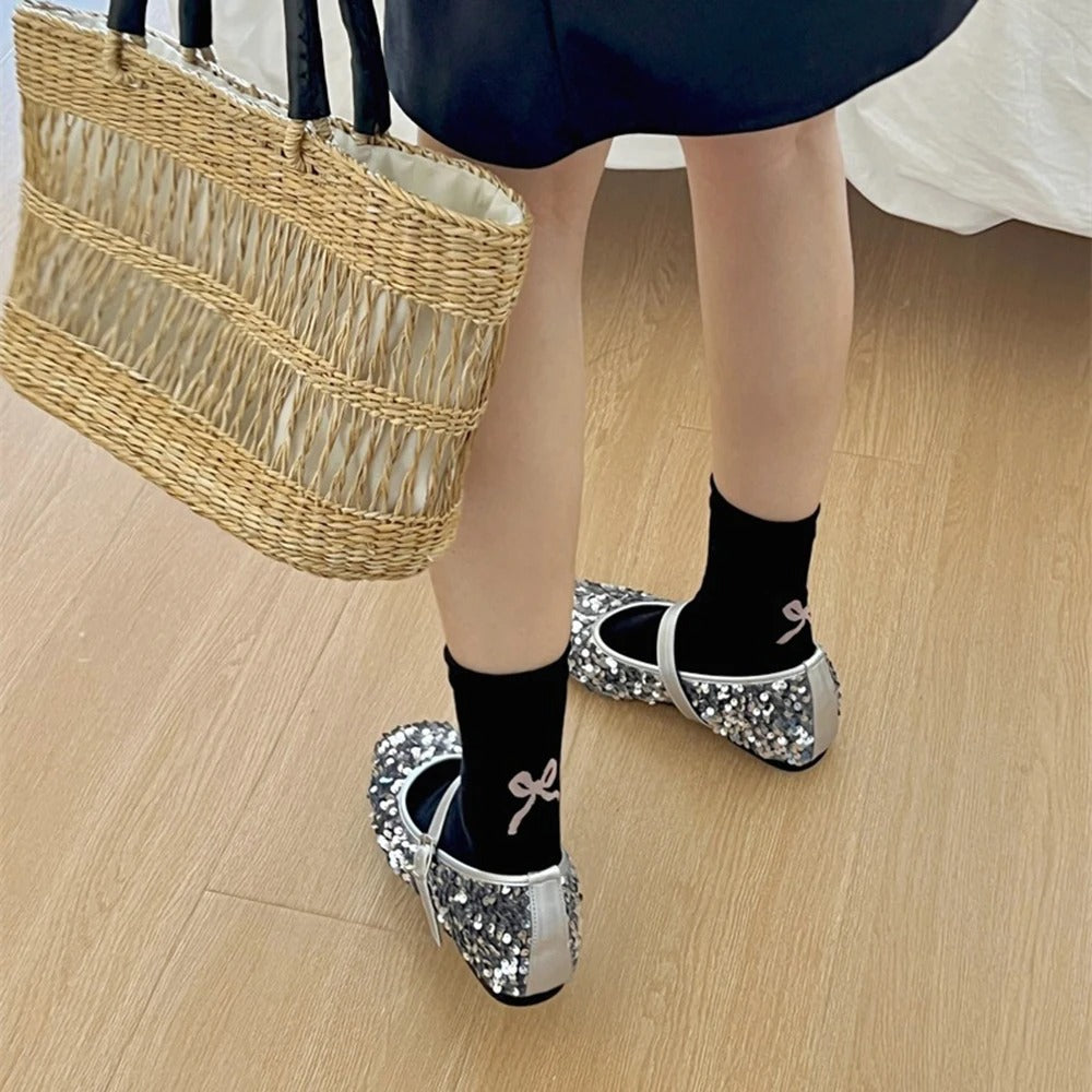 3 Pairs Women Bow Tie Mid Tube Socks Fashionable