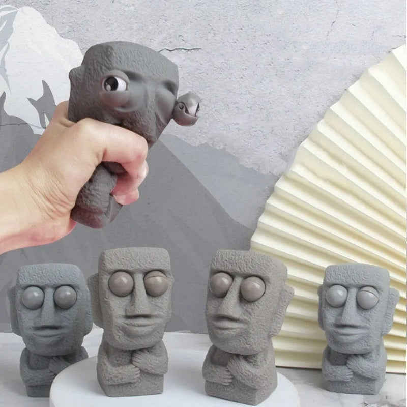 Stone man releases stress toy slowly rebounds soft Mooi statue squeeze eyes