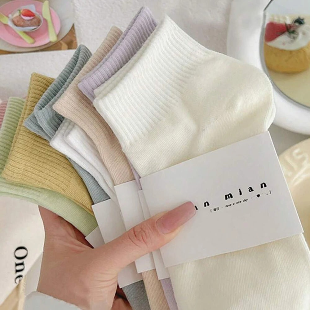 5/10 Pairs Women Macaron Colored Short Socks