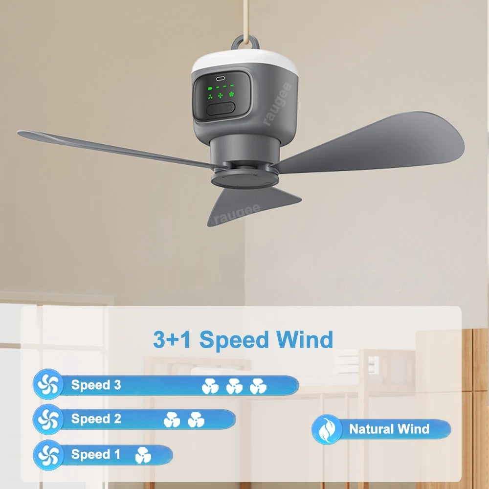 12000mAh Portable Ceiling Fans Outdoor Camping Fan Tent Air Circulator Cooler