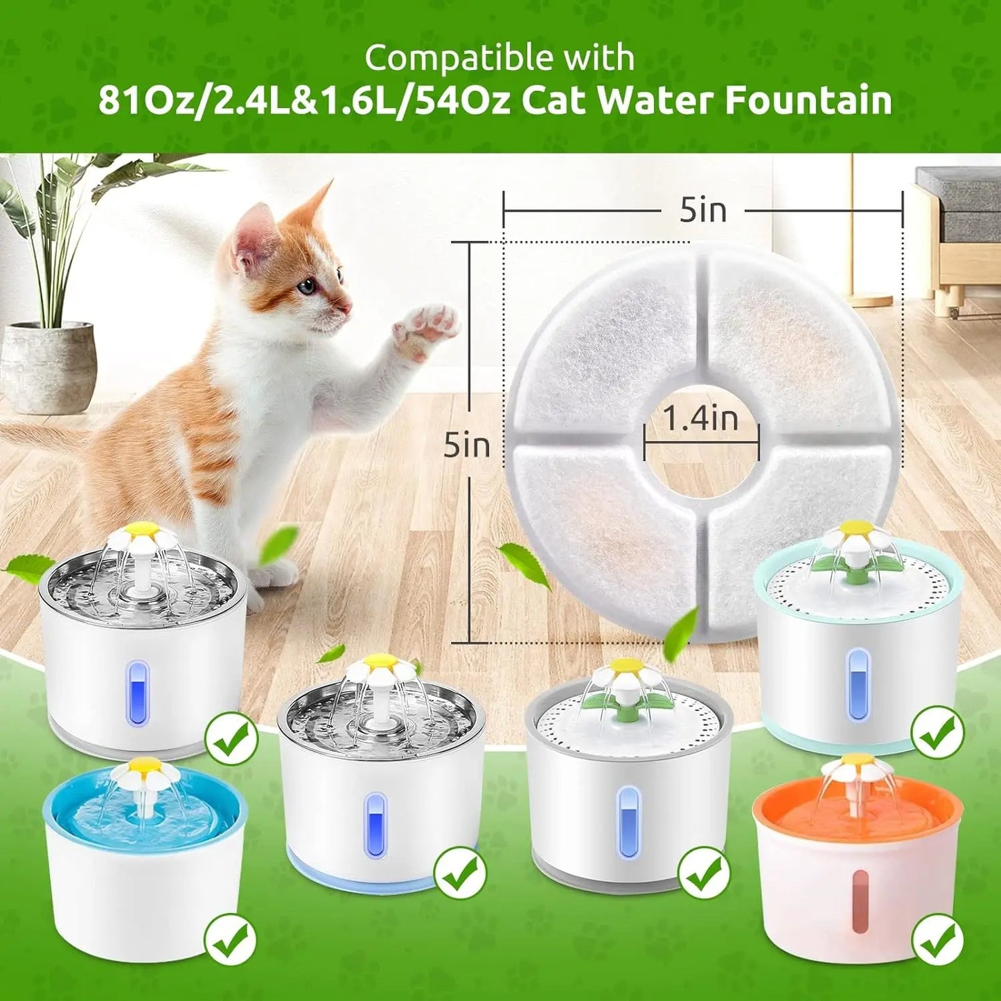 Filters for Cat Water Fountain Filters 4/8 Pack Replacement Filter