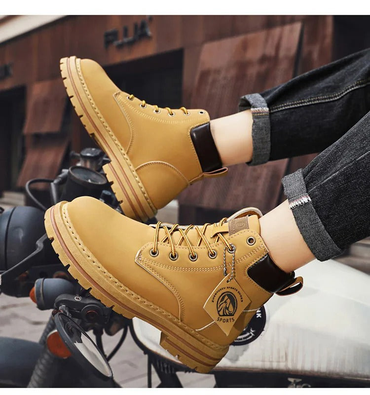 High Top Boots Men's Leather Shoes Fashion Motorcycle Ankle Boots for Men Winter