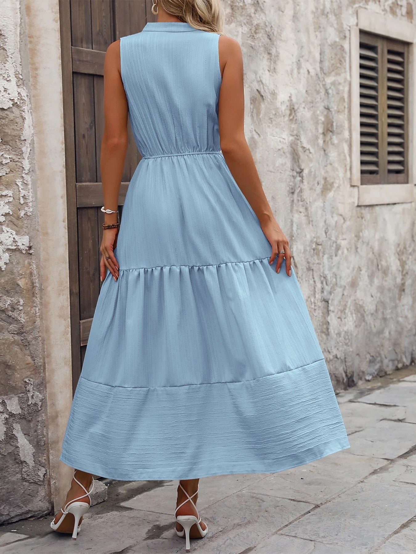 A new summer women's dress with a sleeveless V-neck