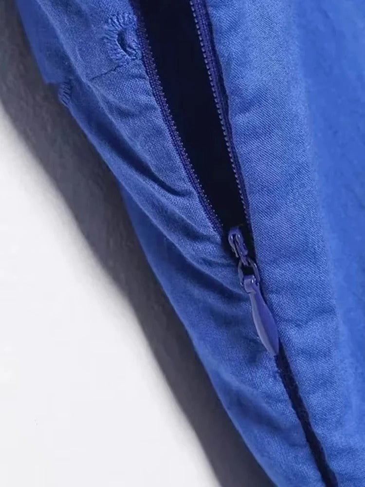 Women Fashion With Ruffled Cutwork Embroidery Mini Dress