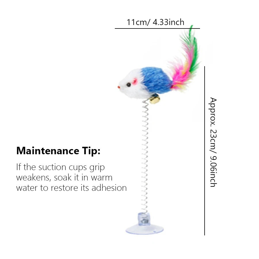 Swinging Mouse Toy - Suction Cup, Spring Cat Toys