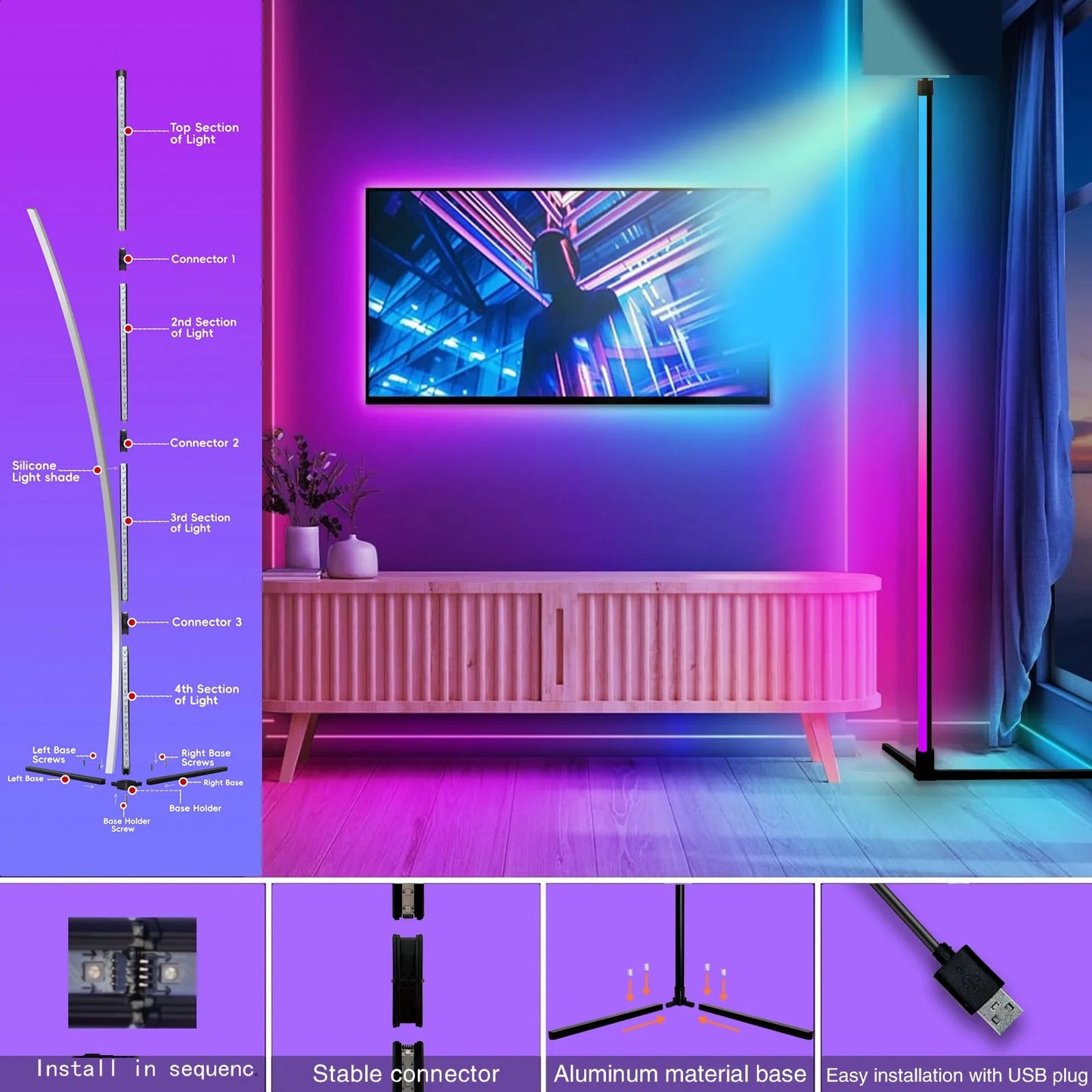 RGB Dream Color Floor Lamp with Music Sync Modern
