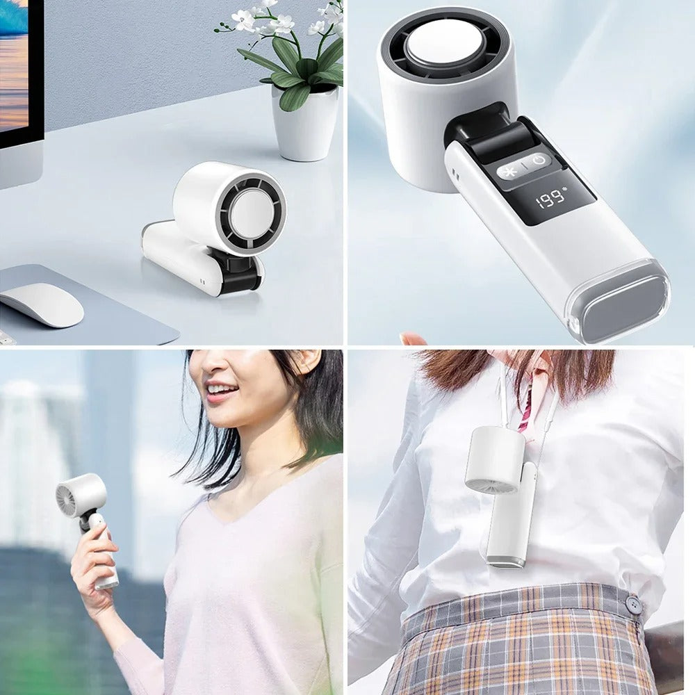 Mini Ice Compress Handheld Turbo Jet Fan 199 Wind Speeds Adjustable 4000mAh